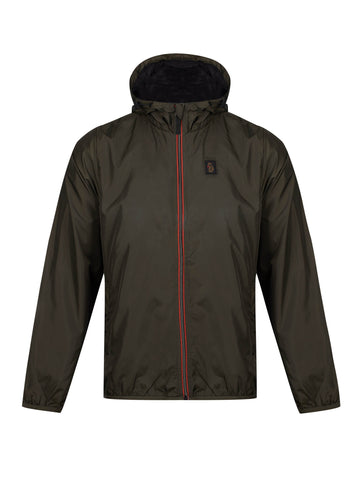 Men's green jacket with zip-up front.