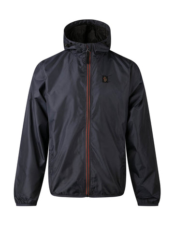 Men's grey jacket with zip-up front.