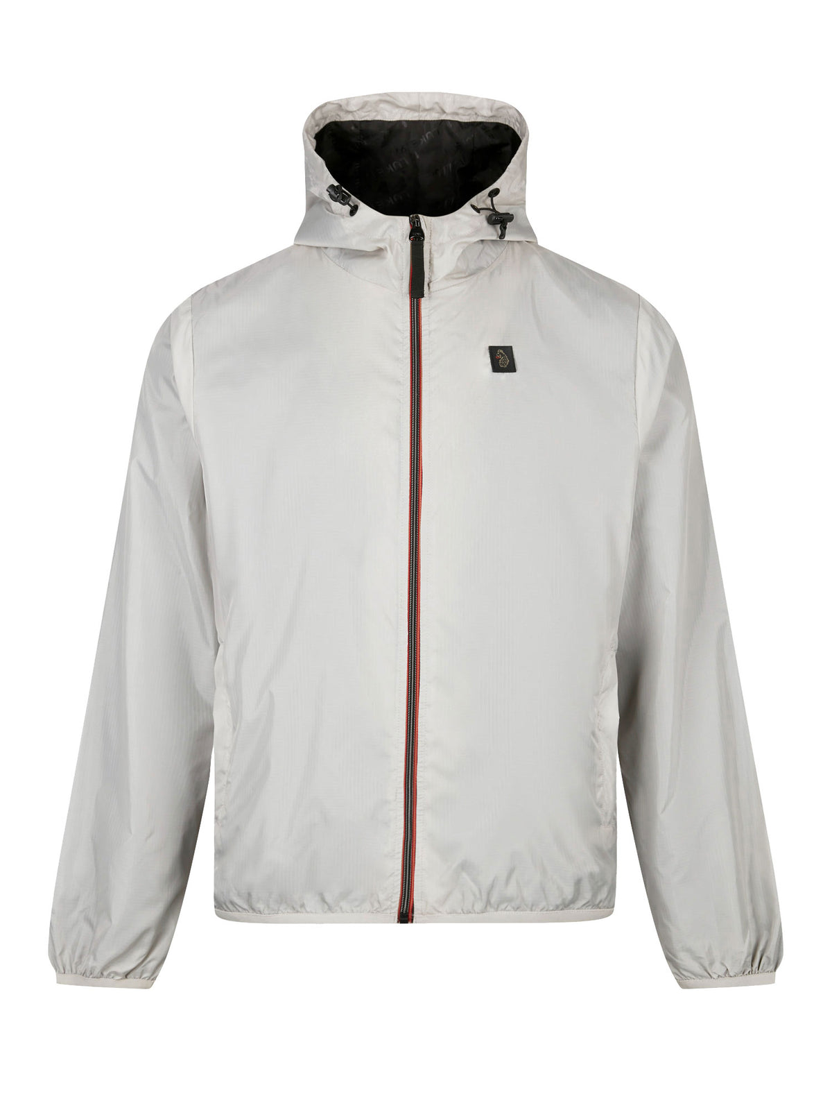 Men's grey jacket with zip-up front, front view