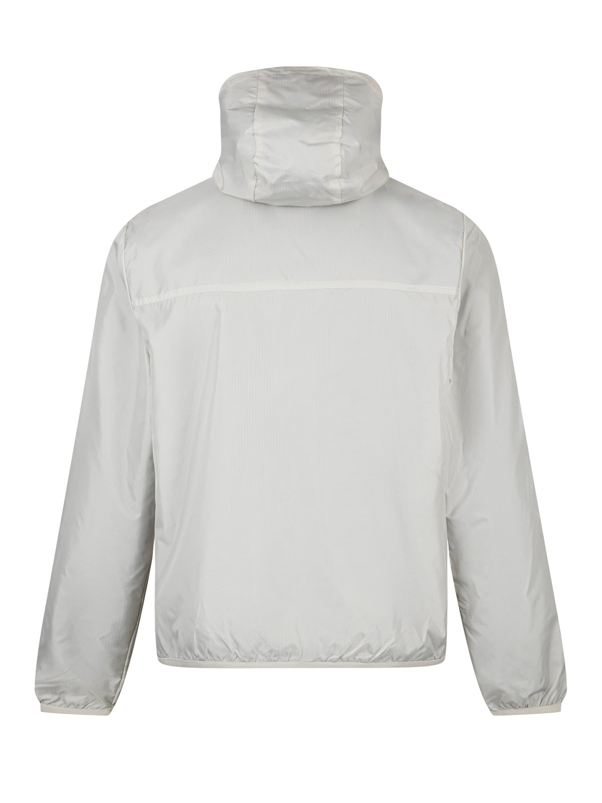 Men's grey jacket with zip-up front, detail view