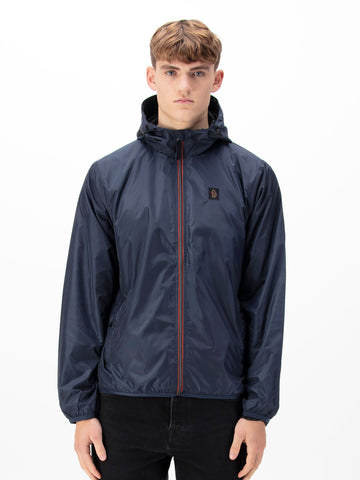 Men's grey jacket with zip-up front.