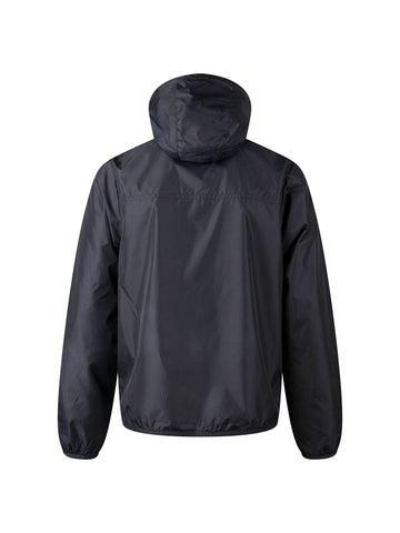 Boy's grey hood jacket with zip , back view