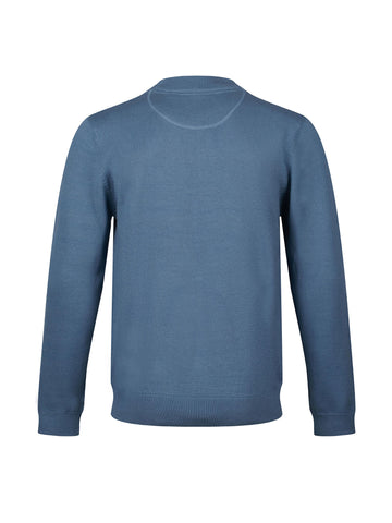 Jenson Rib Neck Knitted Jumper - Blue