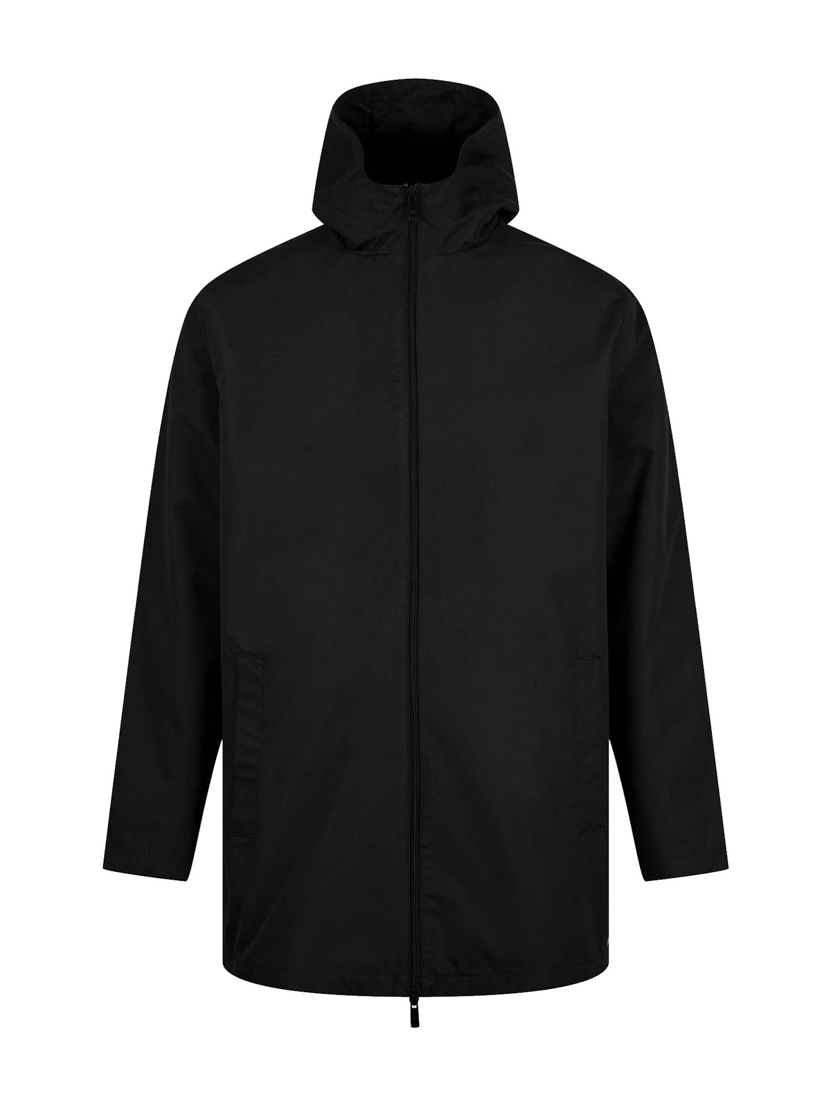 Men's black coat.