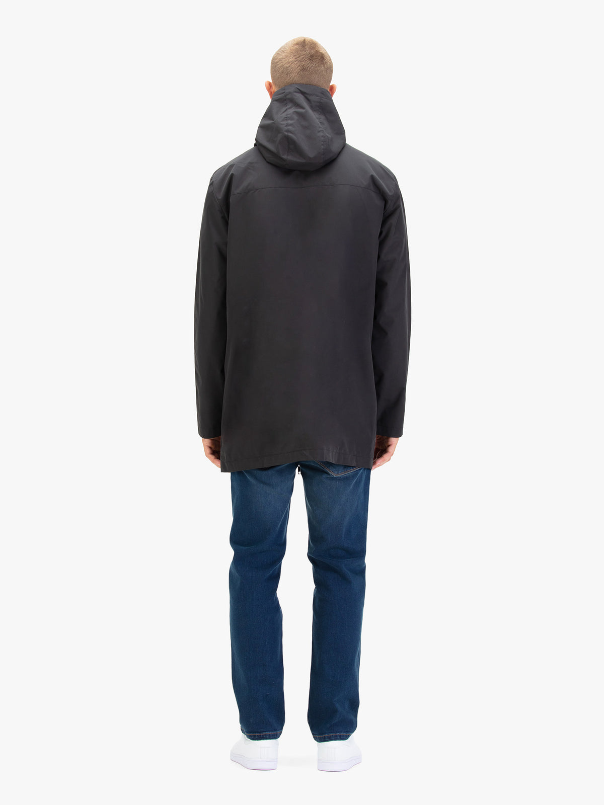 Men's black coat.