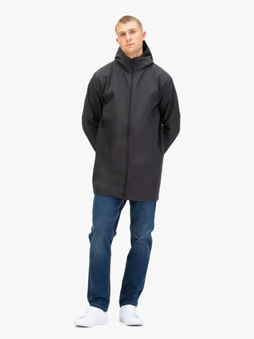 Men's black coat.