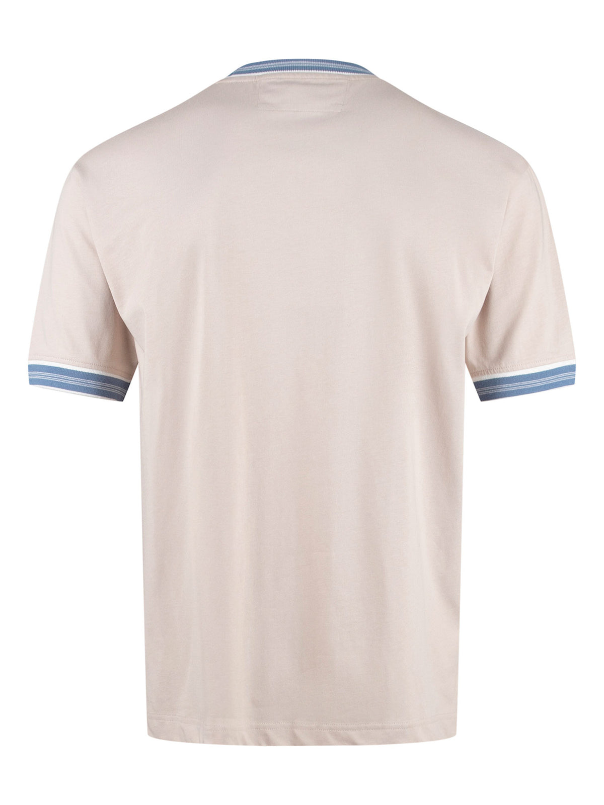 Men's beige t-shirt with crew neck and short sleeves.
