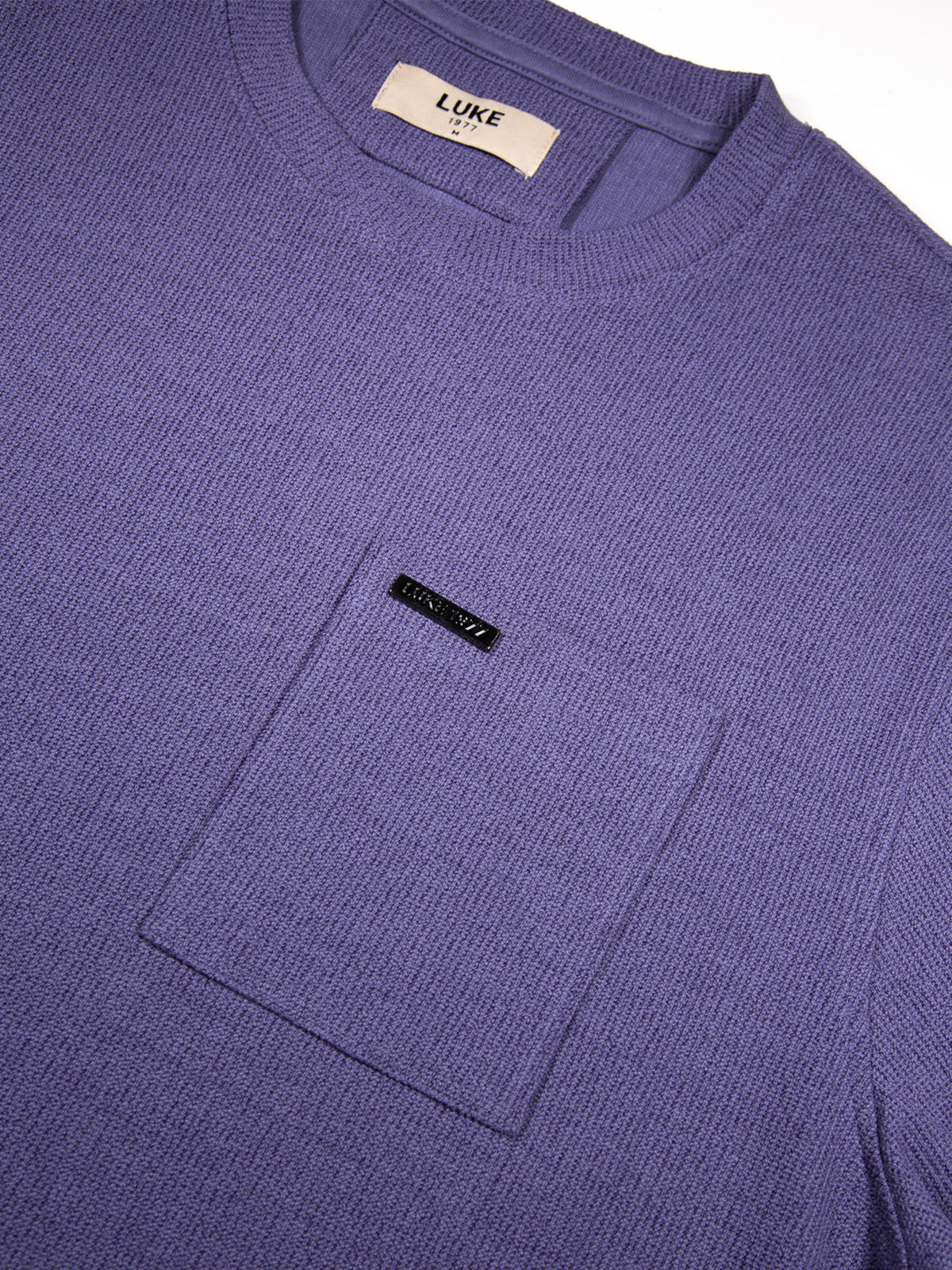 Men's purple t-shirt with crew neck and short sleeves.