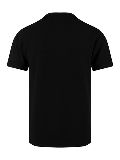 Men's black t-shirt with crew neck and short sleeves.