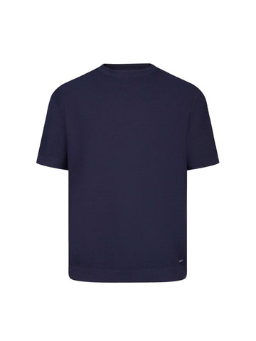 Men's relaxed-fit navy t-shirt with crew neck and short sleeves, front view