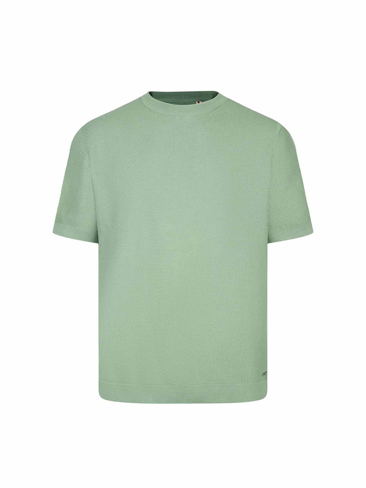 Men's relaxed-fit green t-shirt with crew neck and short sleeves, front view
