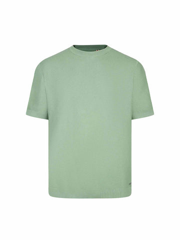 Men's relaxed-fit green t-shirt with crew neck and short sleeves, front view