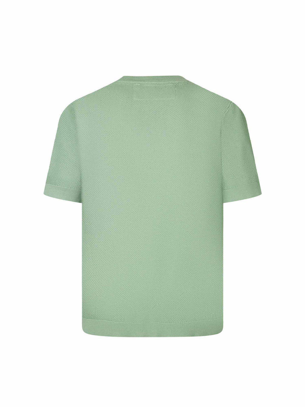 Men's relaxed-fit green t-shirt with crew neck and short sleeves, detail view