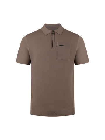 Swell Knitted Zip Neck Polo Shirt - Brown