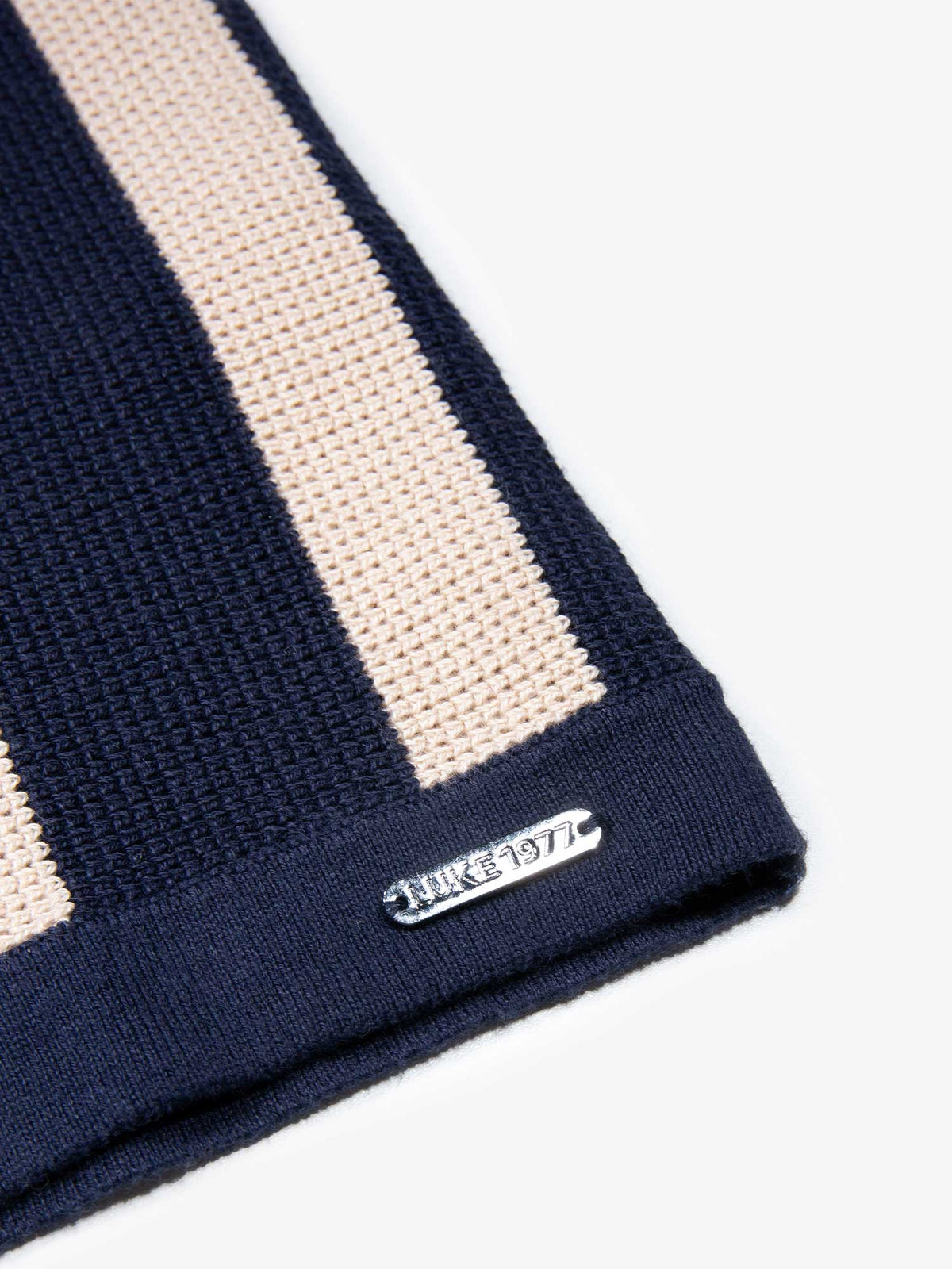 Men's navy knitted polo with polo collar, detail view 4
