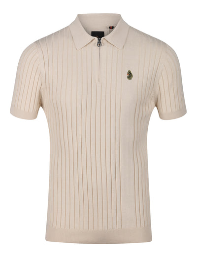 RIB EYE KNITTED ZIP POLO