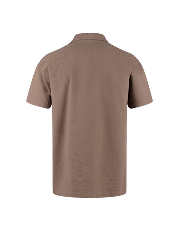 Men's brown shirt with button-up front.