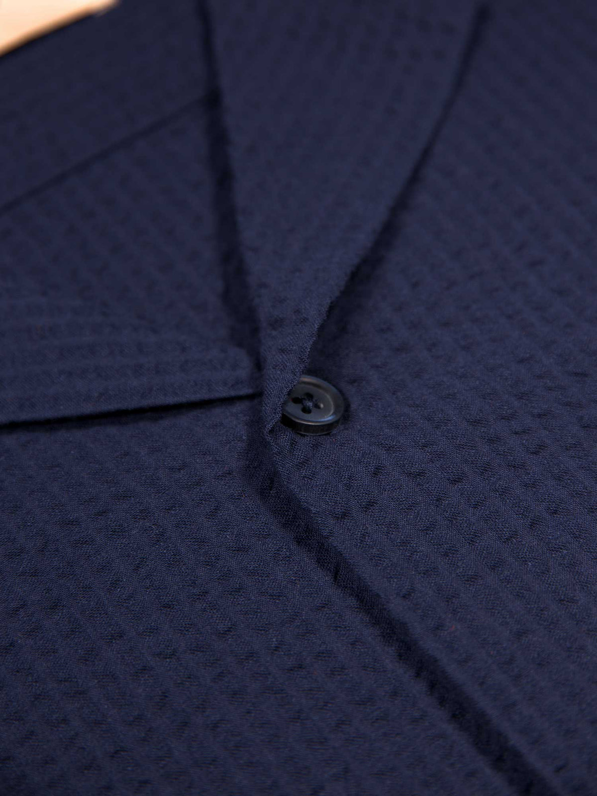 Men's navy shirt with button-up front, detail view 2