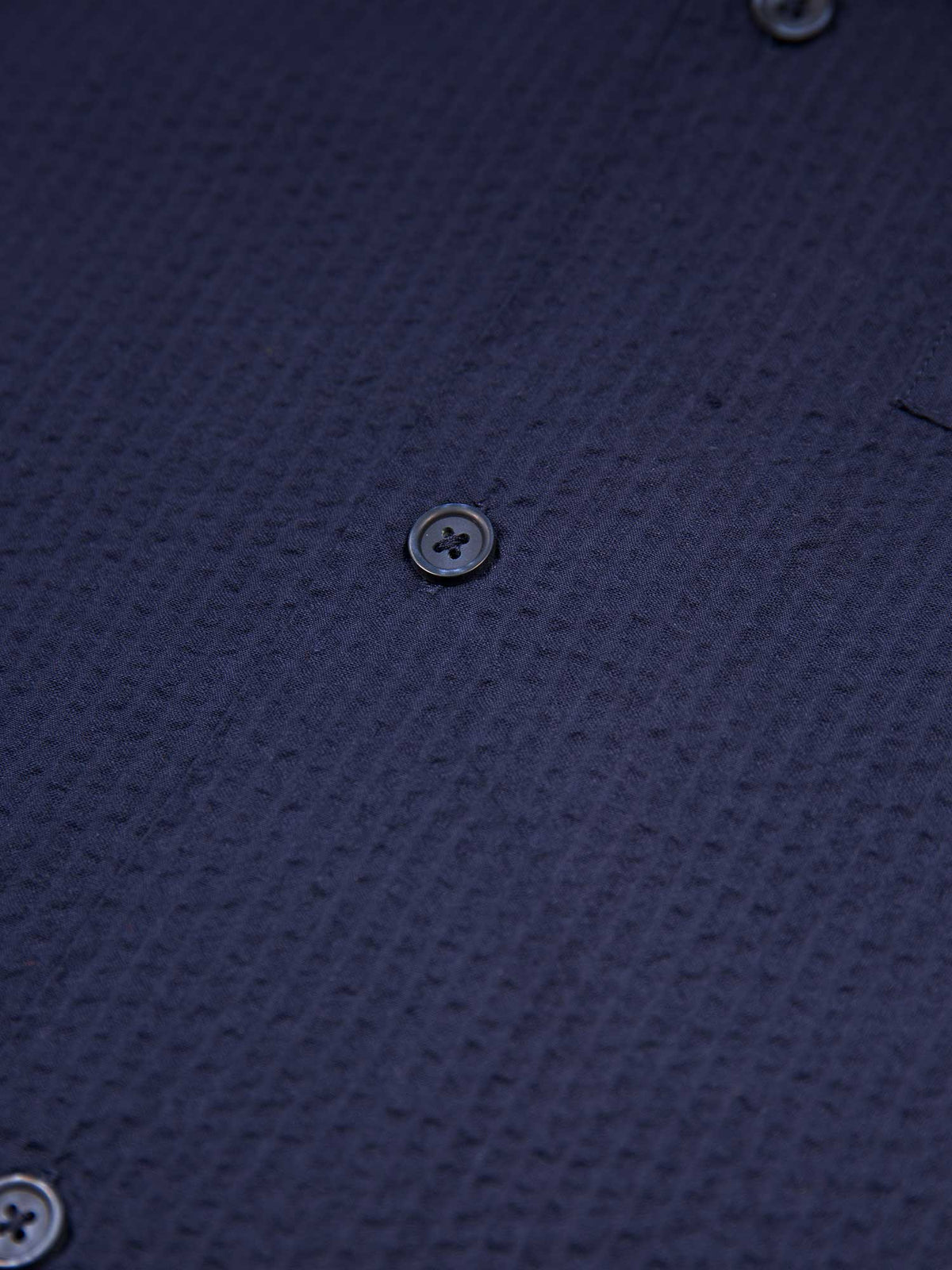Men's navy shirt with button-up front, detail view 4