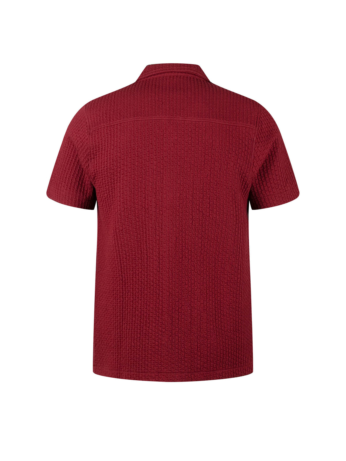 Men's red shirt with button-up front.