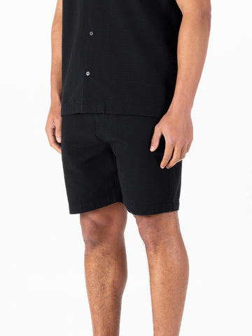 Men's black shorts with drawstring waistband.
