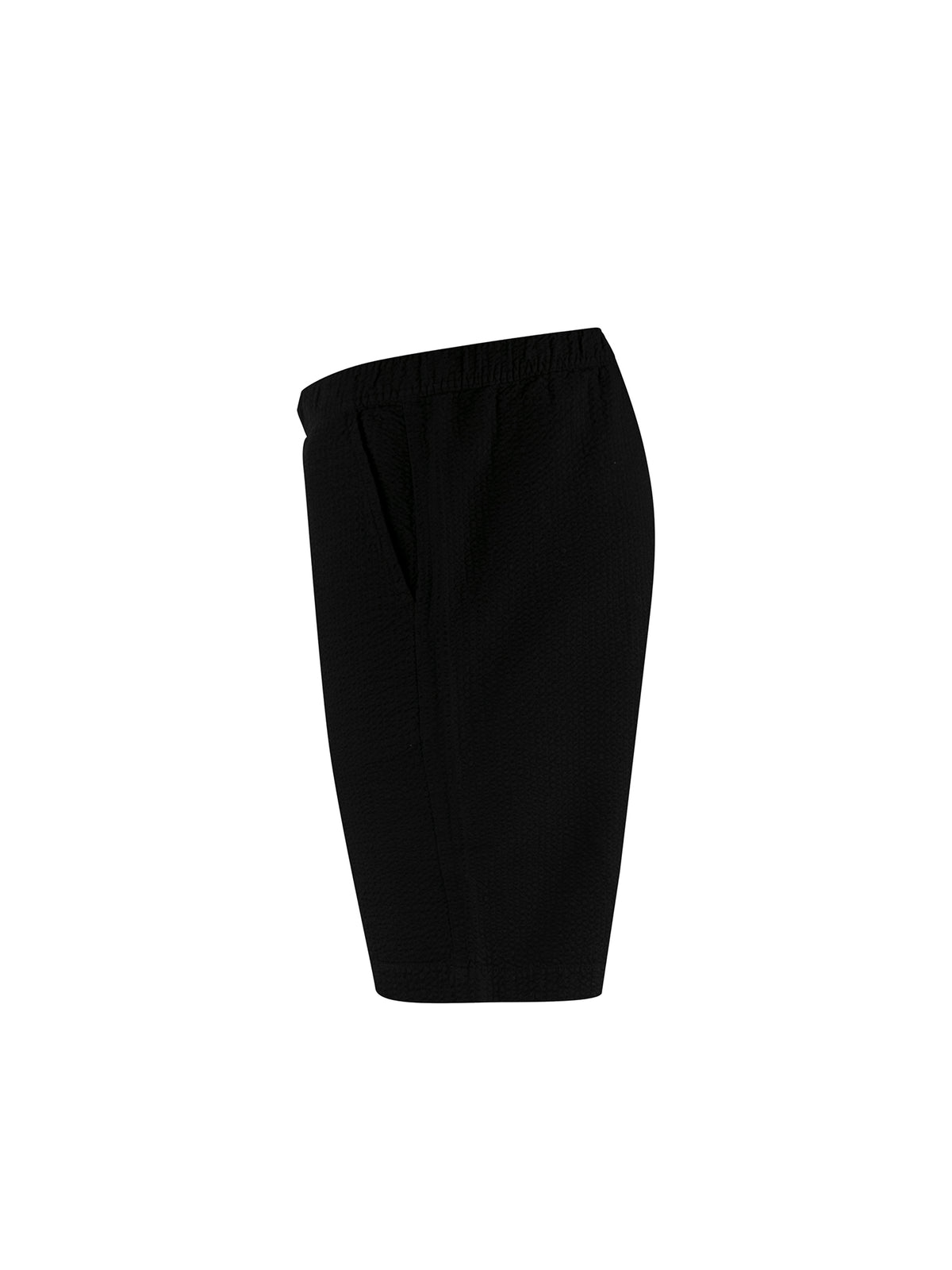 Men's black shorts with drawstring waistband.