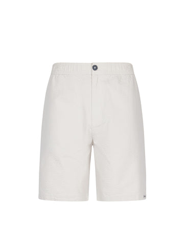 Men's grey shorts with drawstring waistband, front view