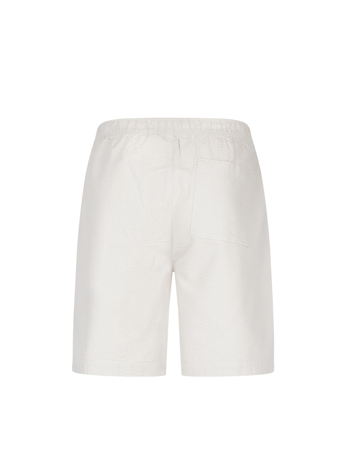 Men's grey shorts with drawstring waistband, back view