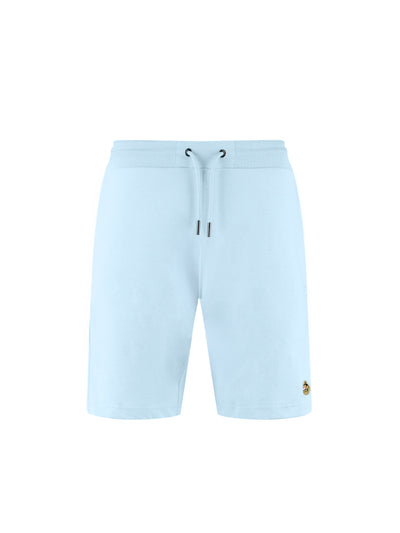 Men's blue-1 shorts with drawstring waistband, front view