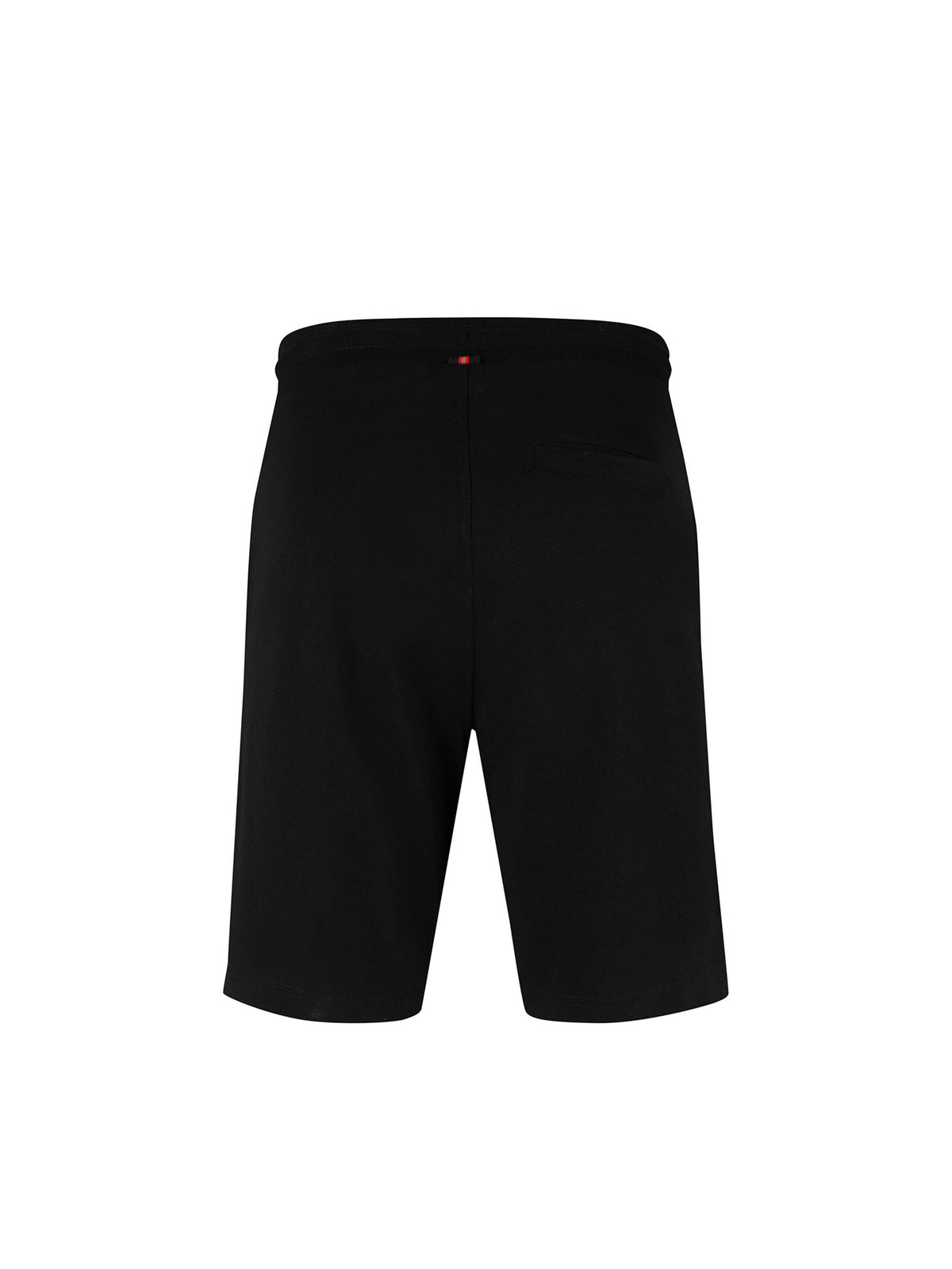 Men's black shorts with drawstring waistband, front view