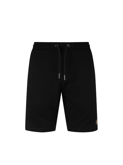 Men's black shorts with drawstring waistband, back view