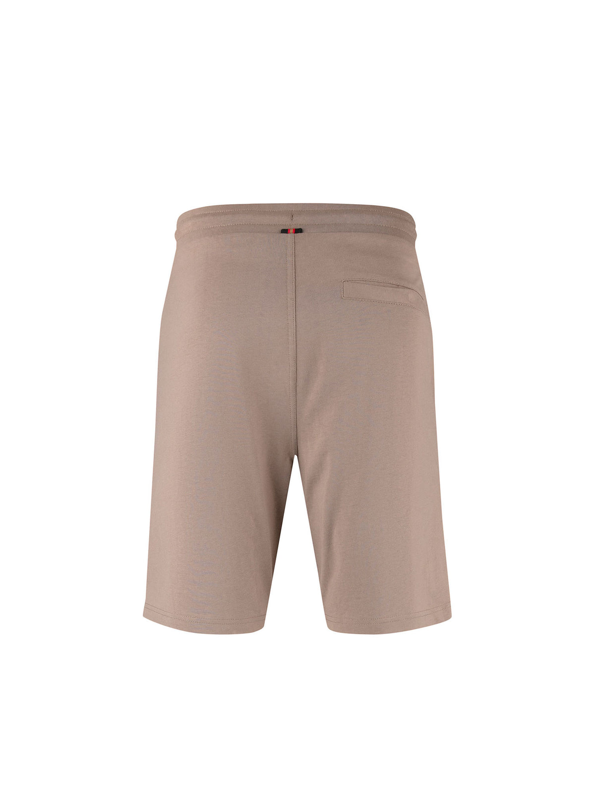 Men's brown shorts with drawstring waistband, back view