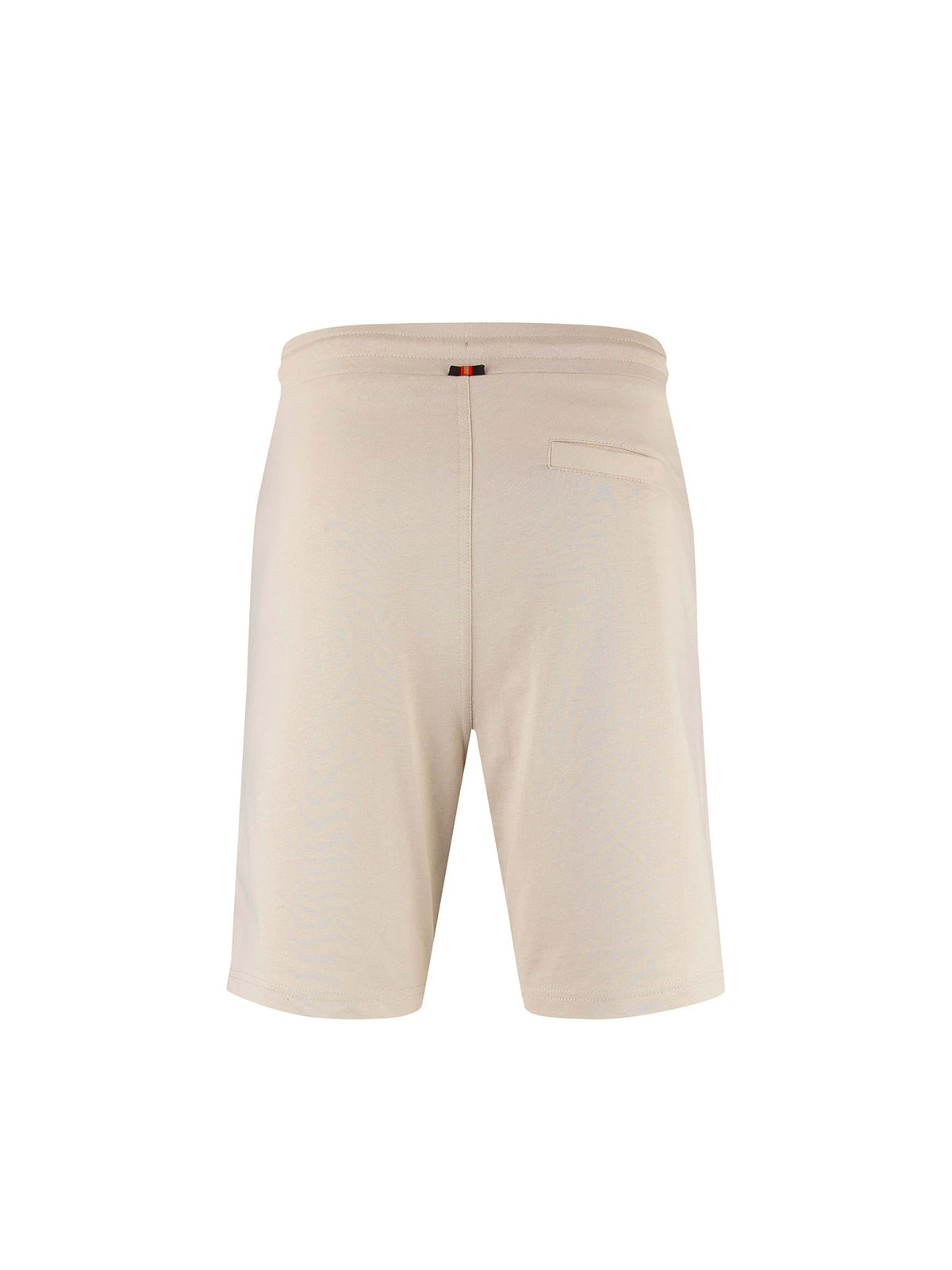 Men's beige shorts with drawstring waistband, back view