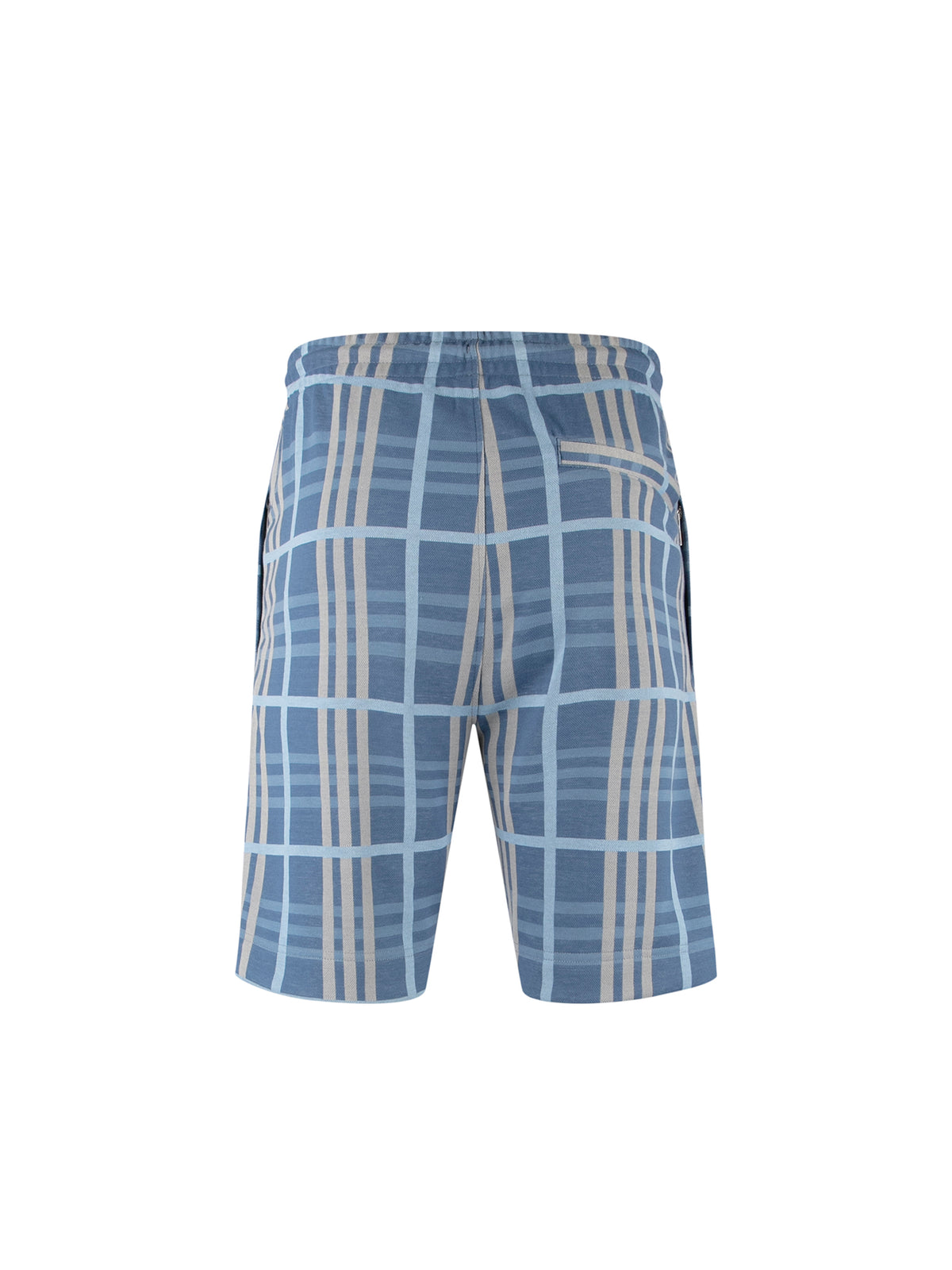 Men's blue shorts with drawstring waistband.