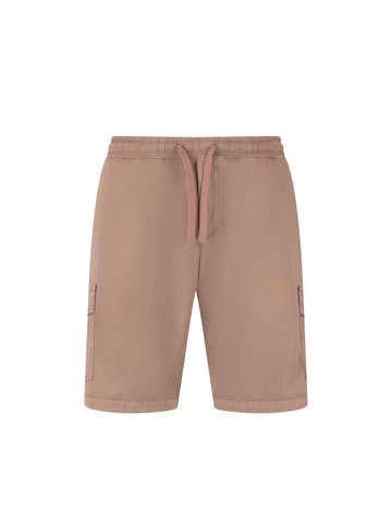 Men's brown shorts with drawstring waistband.