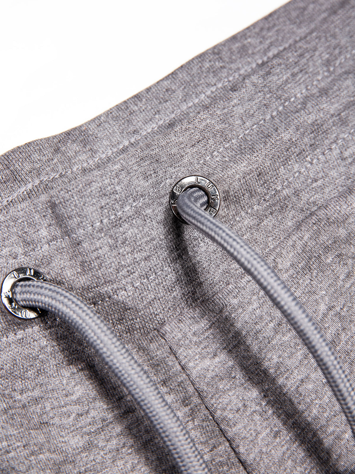 Men's grey shorts with drawstring waistband.