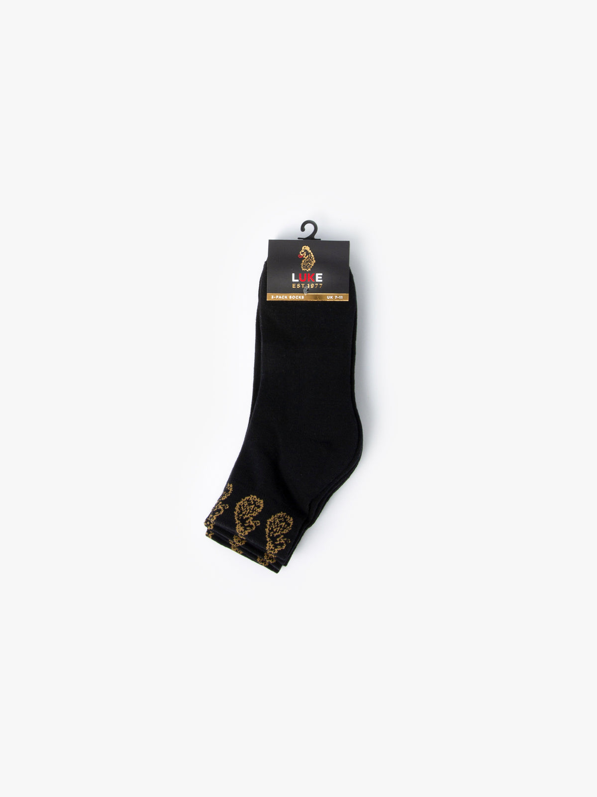 Black LUKE 1977 Zale ankle socks 3 pack in branded packaging