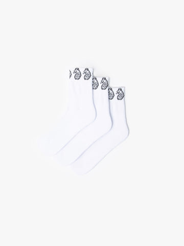 LUKE 1977 Zale men's ankle socks 3 pack in white with lion head embroidery