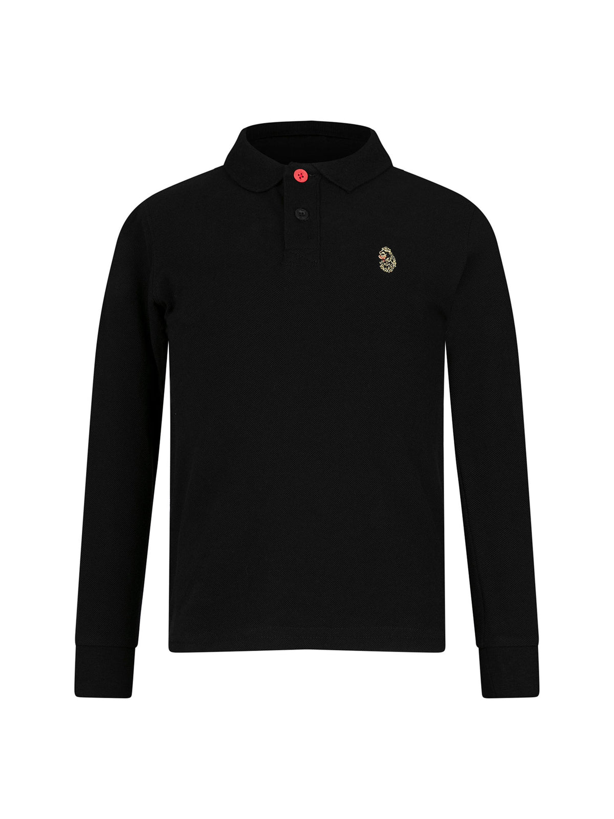 LUKE 1977 Williams 1000 boys' junior long sleeved polo shirt in black with lion embroidery