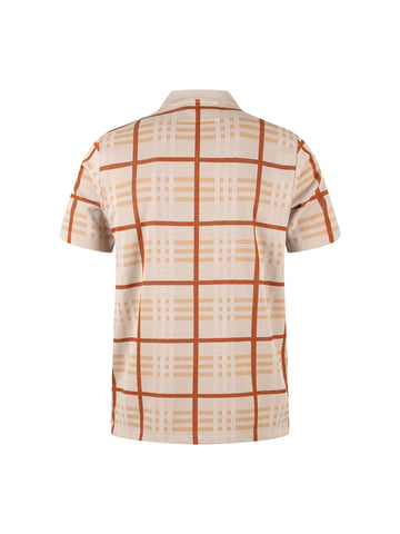Fort Check Zip Neck Polo Shirt - Beige