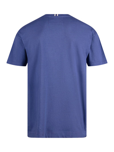 Men's purple t-shirt with crew neck and short sleeves.
