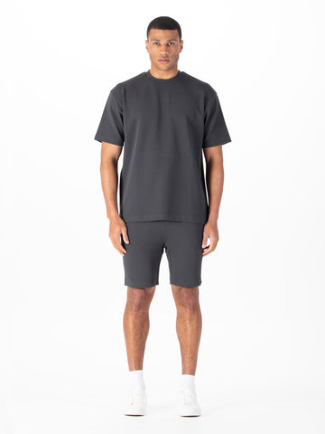 Mykynos Crinkle Textured Short Set - Charcoal