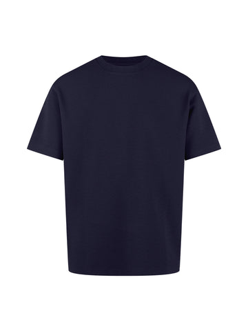 Men's relaxed-fit navy t-shirt with crew neck and short sleeves, front view
