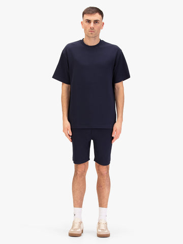 Mykynos Crinkle Textured Short Set - Navy
