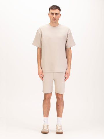 Mykynos Crinkle Textured Short Set - Stone