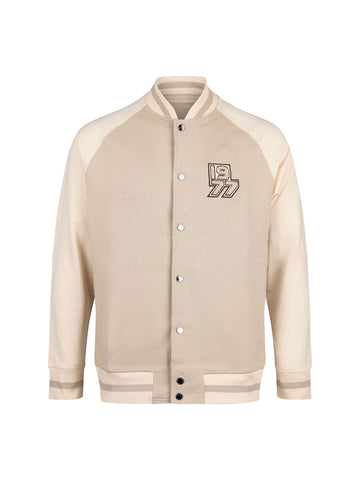 Boy's beige jacket with cotton, front view