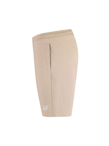 Boy's beige shorts with zip and printed, side view