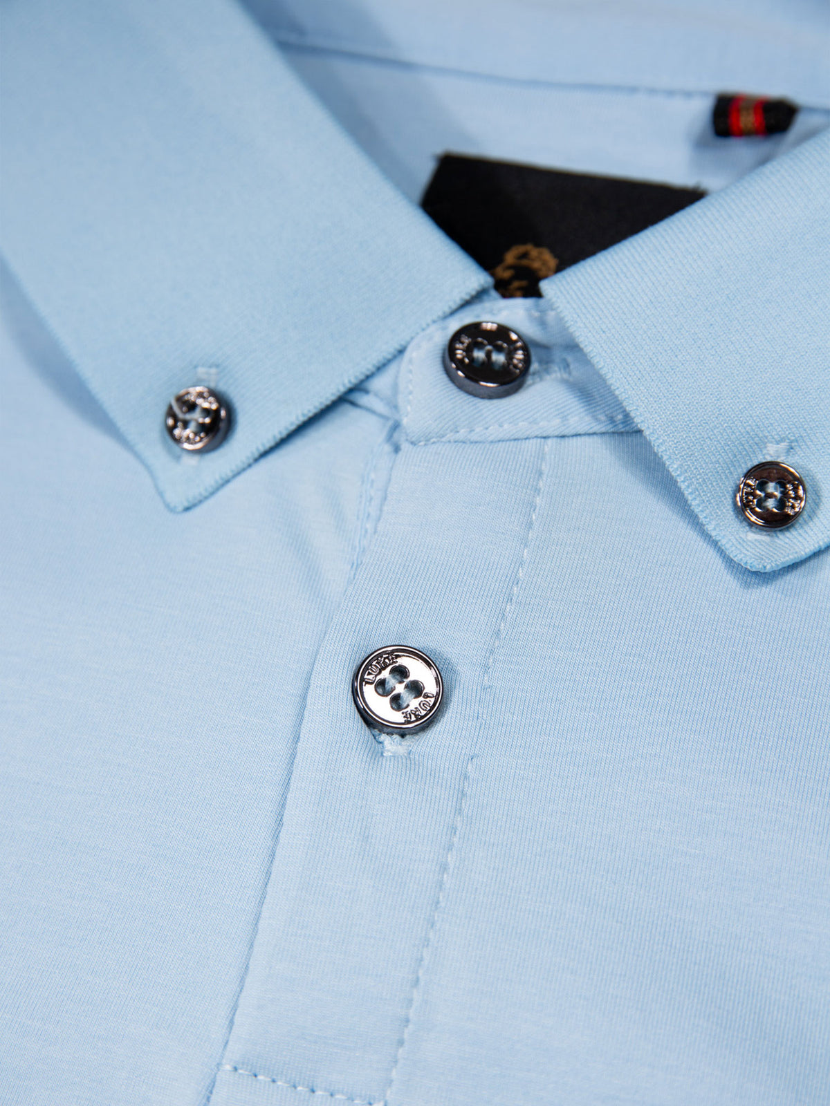 Men's blue polo shirt with polo collar, detail view 5