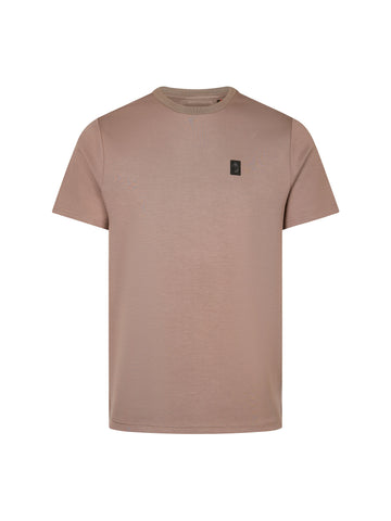Men's brown t-shirt with crew neck and short sleeves, front view