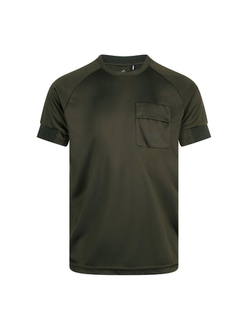 Men's green t-shirt with crew neck and short sleeves, front view